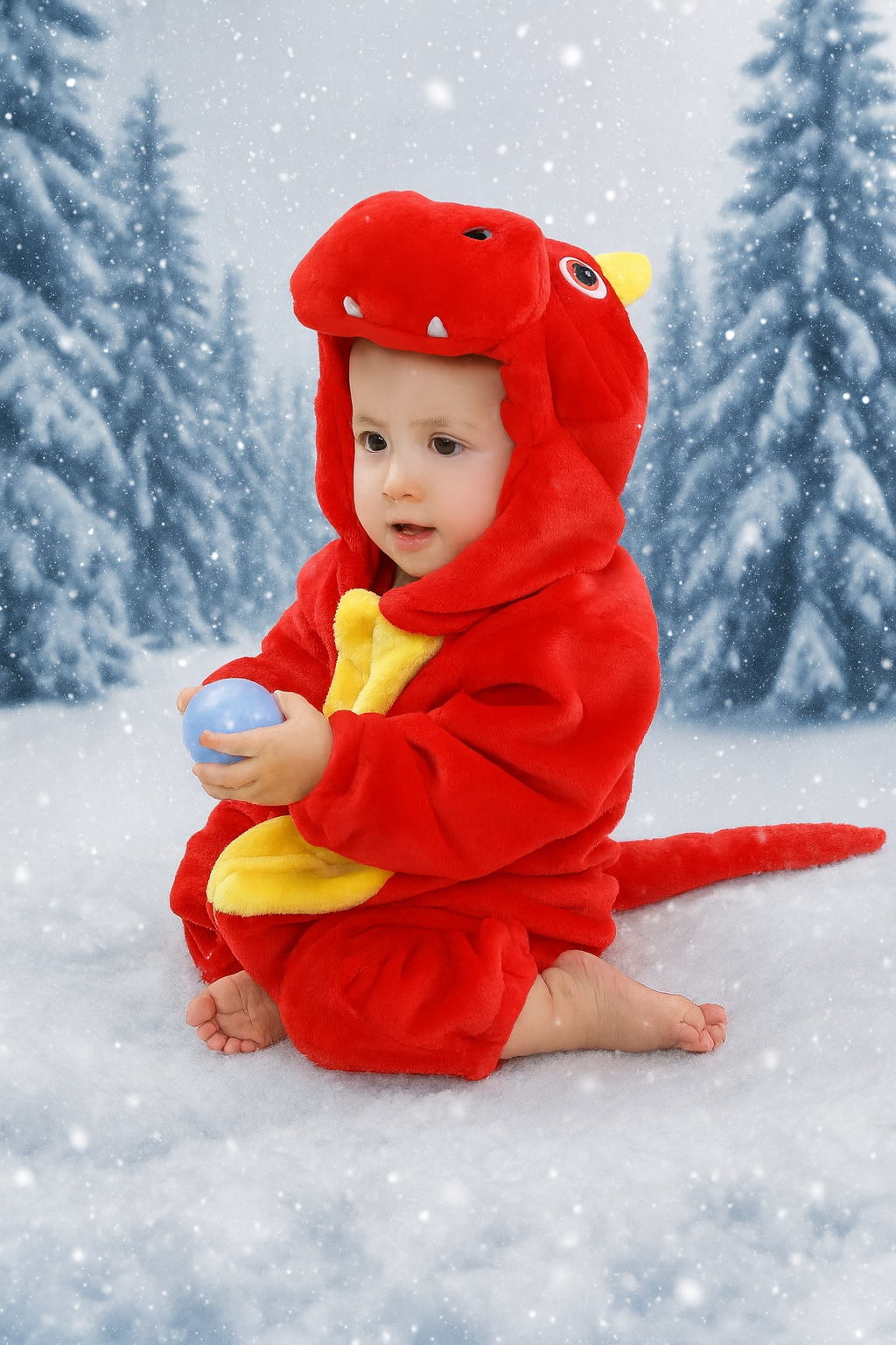 חליפת תינוק דינוזואר אדום SNUGI